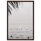 Seek & Ramble Canvas Dark wood frame Bali Surfers Ocean Coastal Serene Framed Canvas Print - Black & White Art 60x90cm
