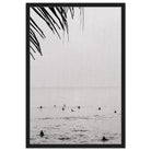Seek & Ramble Canvas Black frame Bali Surfers Ocean Coastal Serene Framed Canvas Print - Black & White Art 60x90cm