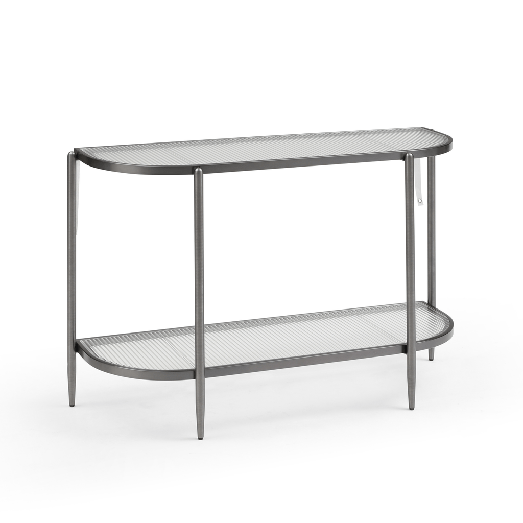 Seek & Ramble Hall Table Gatsby Console Hall Table Fluted Glass Brushed Gunmetal Grey