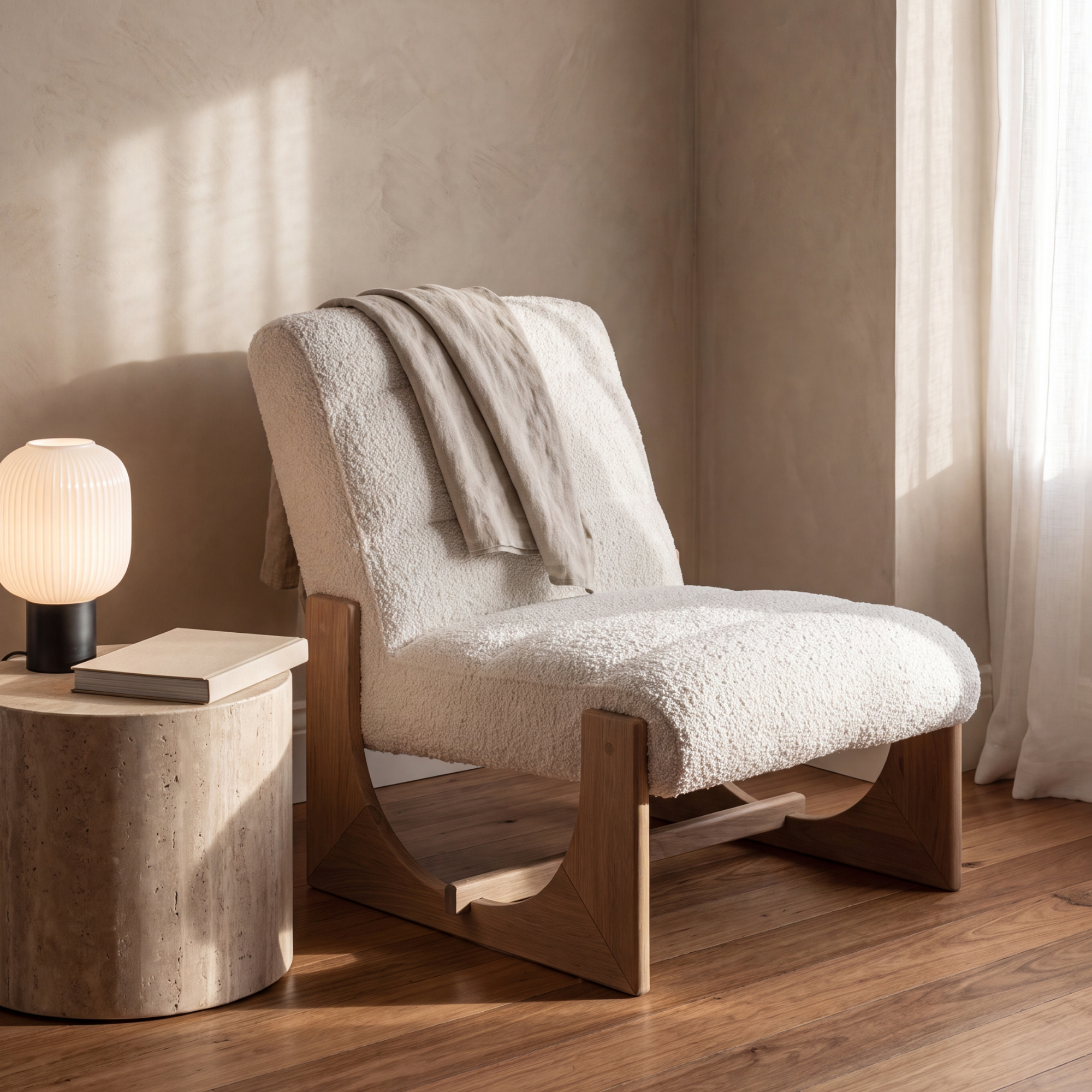 Seek & Ramble Accent Chair Oscar Lounge Chair Boucle Natural & Oak