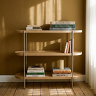 Seek & Ramble Shelving Cleo 3 Tier 120cm x 98cm Bookshelf/Console Natural Ash and Brushed Stainless Steel
