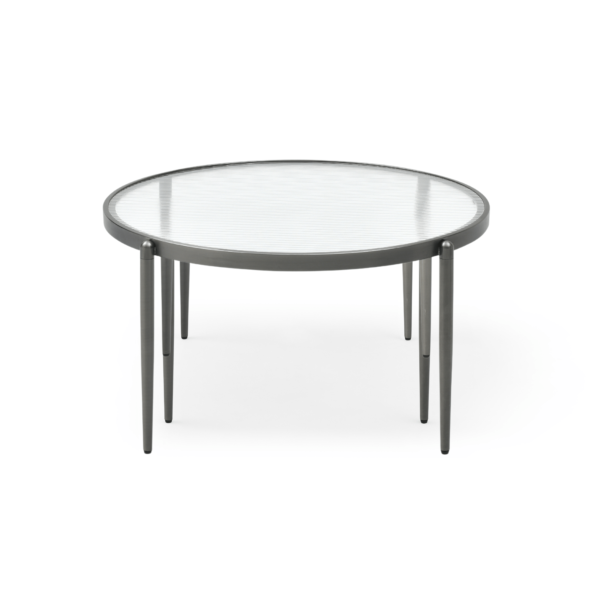 Seek & Ramble Coffee Tables Gatsby Set of 2 Coffee Table Nest Fluted Glass & Brushed Gunmetal Grey