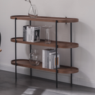 Seek & Ramble Shelving Cleo 3 Tier Shelf 120cm x 80cm Bookcase/Console Walnut Black Frame