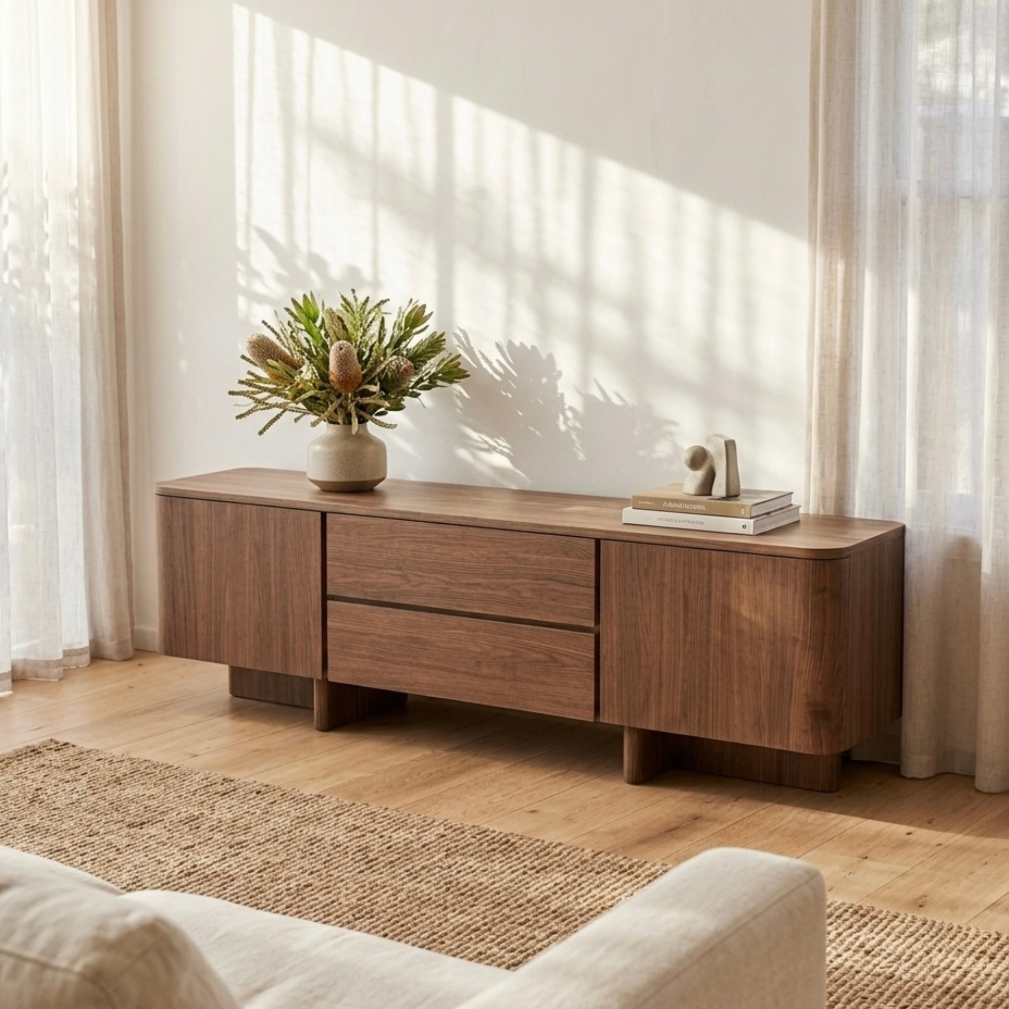 Seek & Ramble Cabinets Kiama 1.8m 2 Door Entertainment Lowline Walnut
