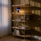 Seek & Ramble Shelving Cleo 5 Tier 165cm x 100cm Bookshelf Natural Ash & Brushed Stainless Steel
