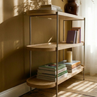 Seek & Ramble Shelving Cleo 3 Tier 120cm x 98cm Bookshelf/Console Natural Ash and Brushed Stainless Steel