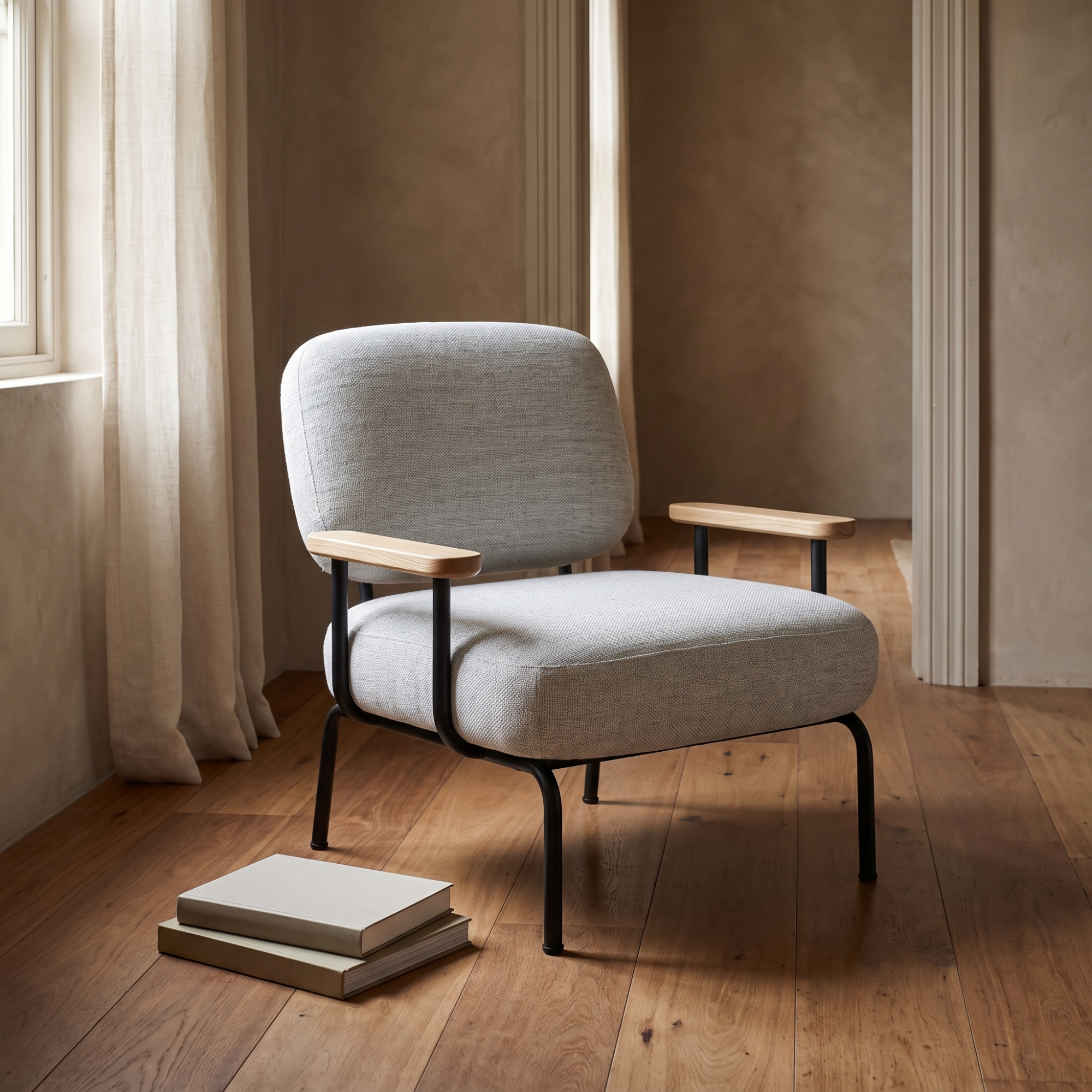 Seek & Ramble Accent Chair Mattia Upholstered Armchair Natural Pepper