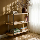 Seek & Ramble Shelving Cleo 3 Tier 120cm x 98cm Bookshelf/Console Natural Ash and Brushed Stainless Steel