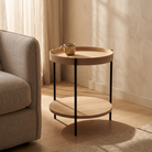 Seek & Ramble Side Tables Cleo 40cm Round Side Table With Storage Shelf Ash