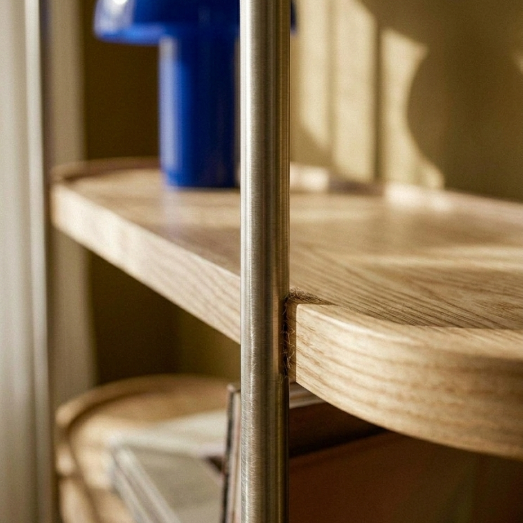 Seek & Ramble Shelving Cleo 5 Tier 165cm x 100cm Bookshelf Natural Ash & Brushed Stainless Steel