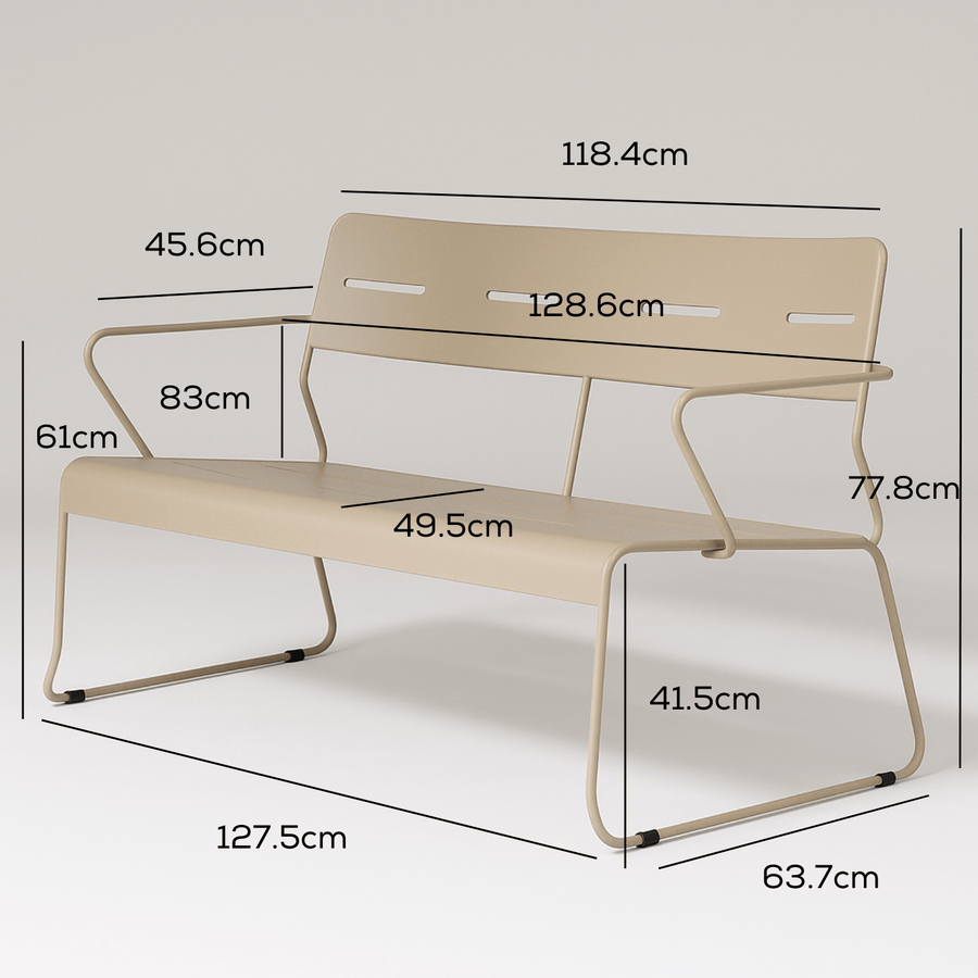 Parco Outdoor 2 Seat Lounge Sand measurements
