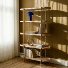 Seek & Ramble Shelving Cleo 5 Tier 165cm x 100cm Bookshelf Natural Ash & Brushed Stainless Steel