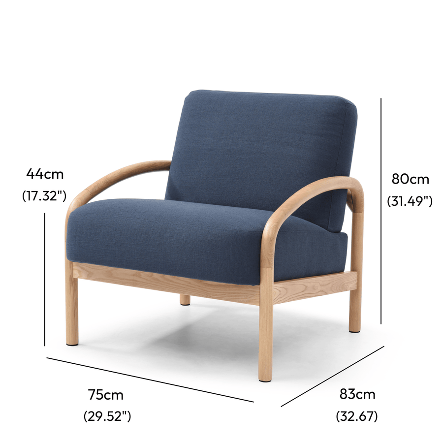 Luna Upholstered Armchair Navy measurements