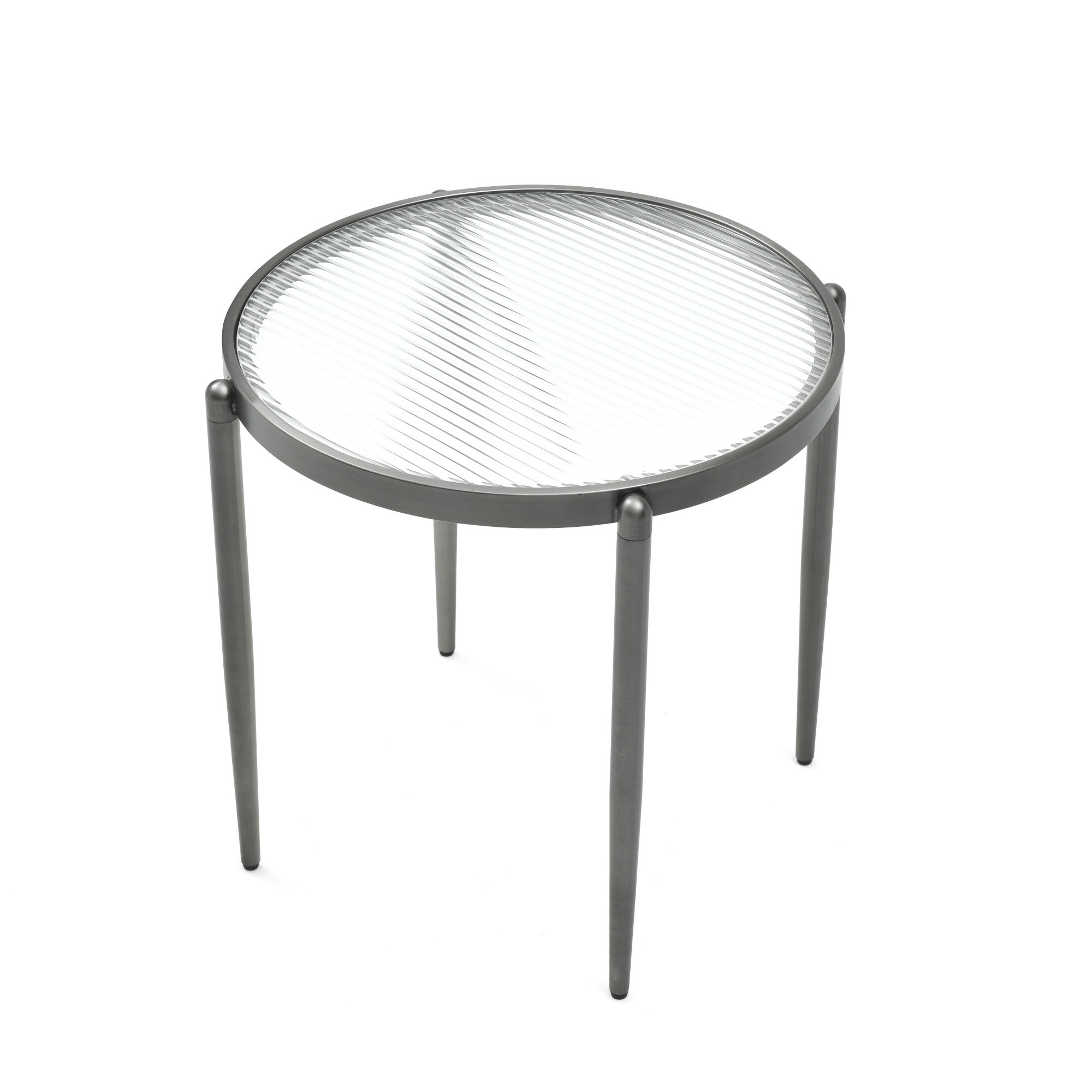 Seek & Ramble Coffee Tables Gatsby Set of 2 Coffee Table Nest Fluted Glass & Brushed Gunmetal Grey