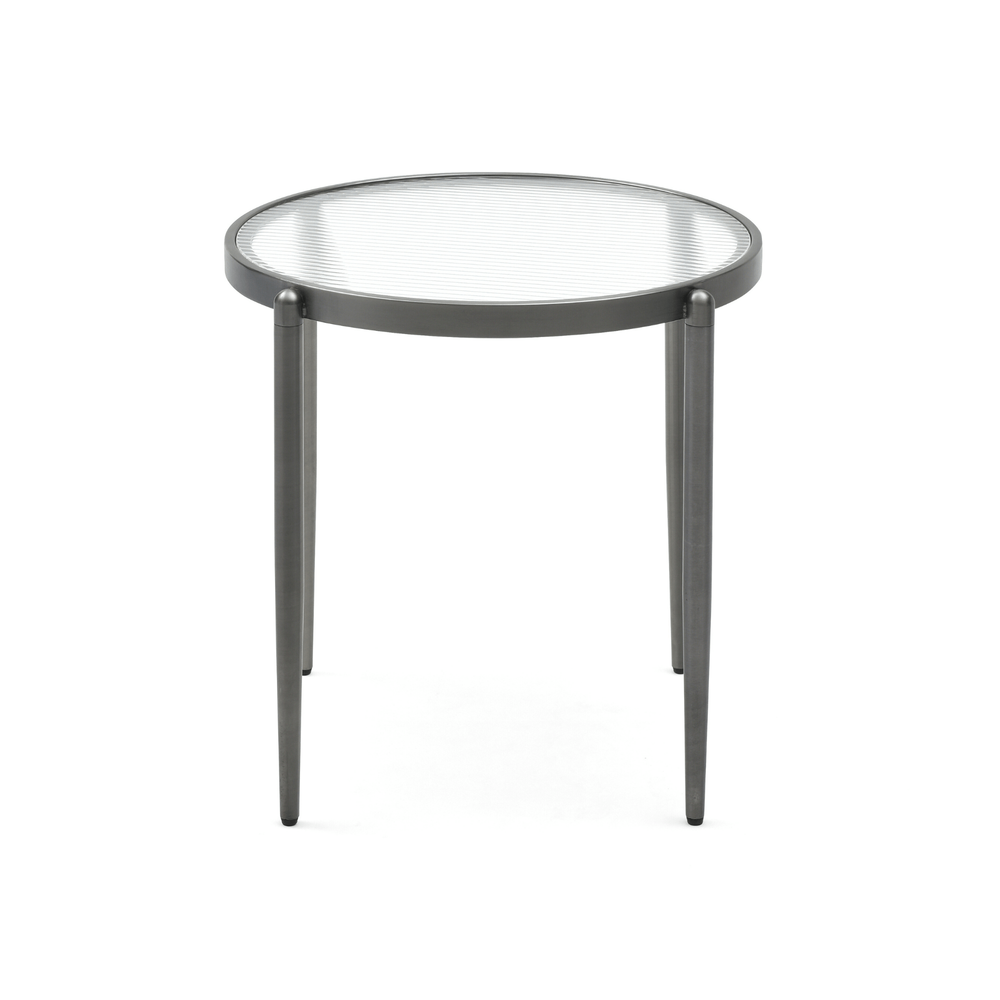 Seek & Ramble Side Table Gatsby Round 48cm Fluted Glass Side Table  Gunmetal Grey