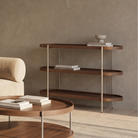 Seek & Ramble Shelving Cleo 3 Tier 120cm x 98cm Bookshelf Walnut & Brushed Stainless Steel