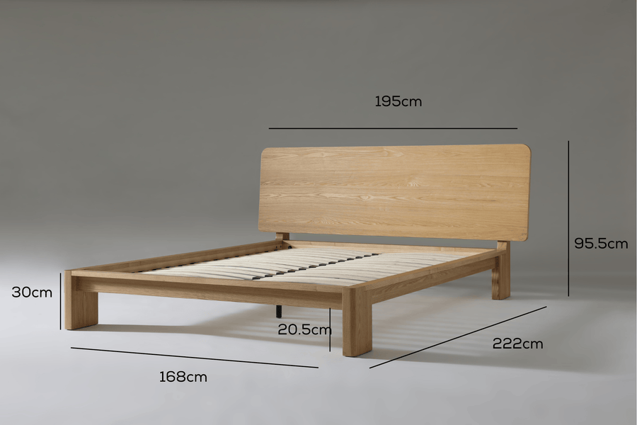 Xara Queen Size Bed Natural Ash measurements