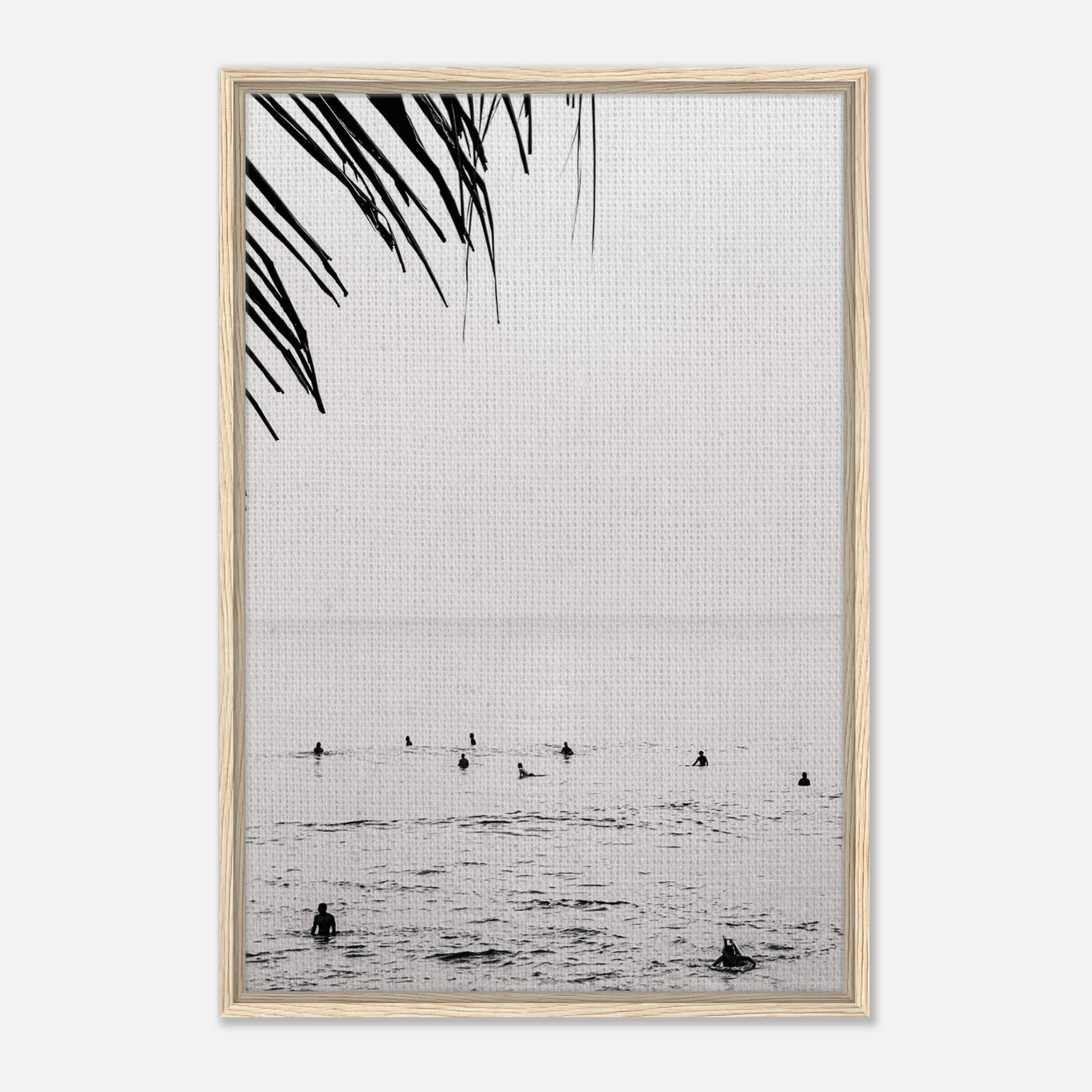 Seek & Ramble Canvas Bali Surfers Ocean Coastal Serene Framed Canvas Print - Black & White Art 60x90cm