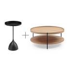 Seek & Ramble Bundles Black Side Table Set of 2 Round Coffee Table Ash & Tray Top Side Table Bundle