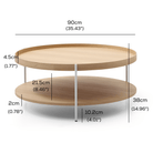 Seek & Ramble Coffee Tables Cleo 90cm Round Coffee Table Ash With Storage Shelf White Legs