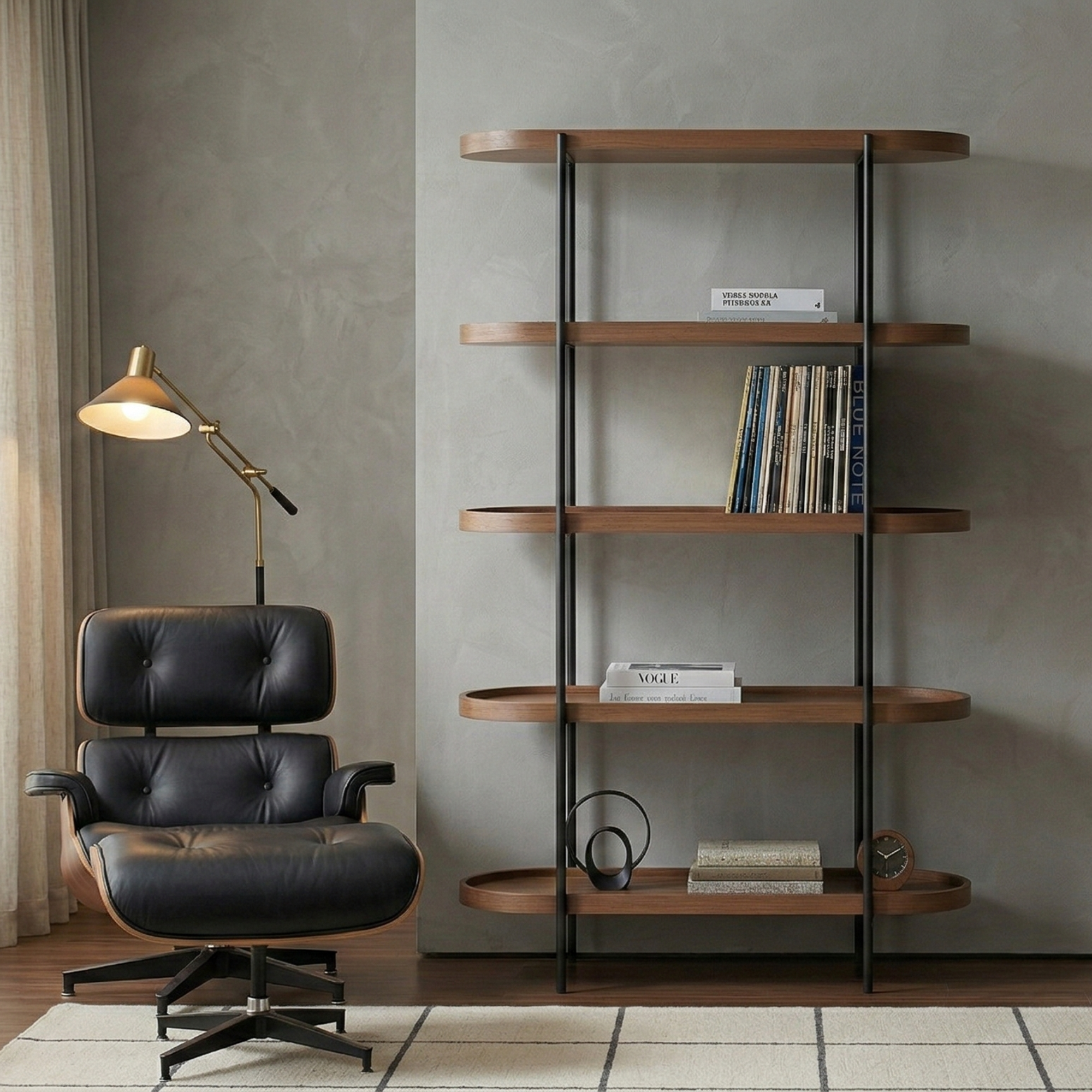 Cleo 5 Tier Tall Bookcase 165cm x 100cm | Mid Century Modern