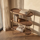 Seek & Ramble Shelving Cleo 3 Tier 90cm x 98cm Bookcase Walnut & Gold
