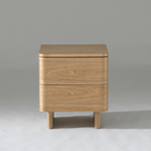 Elegant 2 drawer bedside cabinet in Natural Ash and Warm Grey with minimalist design.

