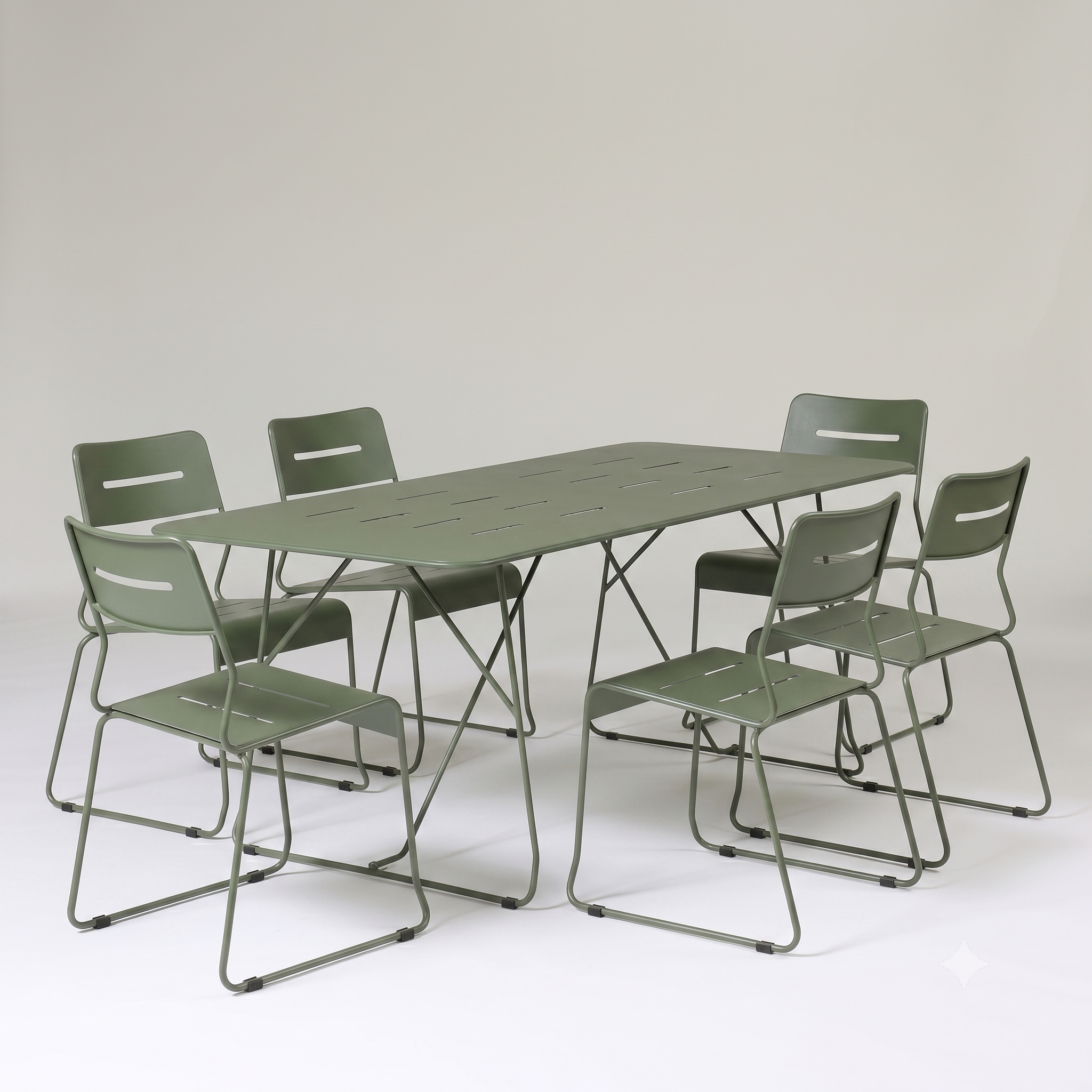 Seek & Ramble Armchair Parco Outdoor 7Pce Dining Table and Chairs Olive