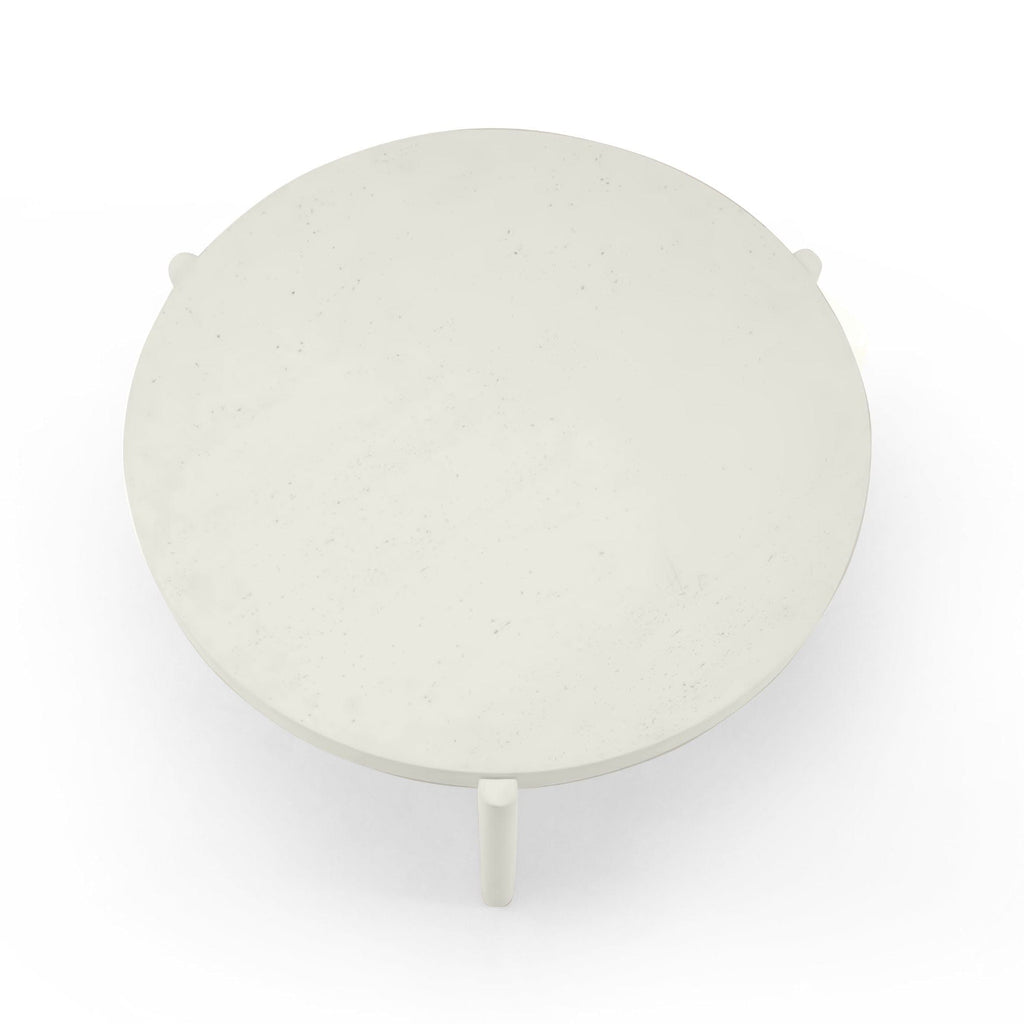 Seek & Ramble Coffee Tables Delos Round 80cm Coffee Table Faux Stone White