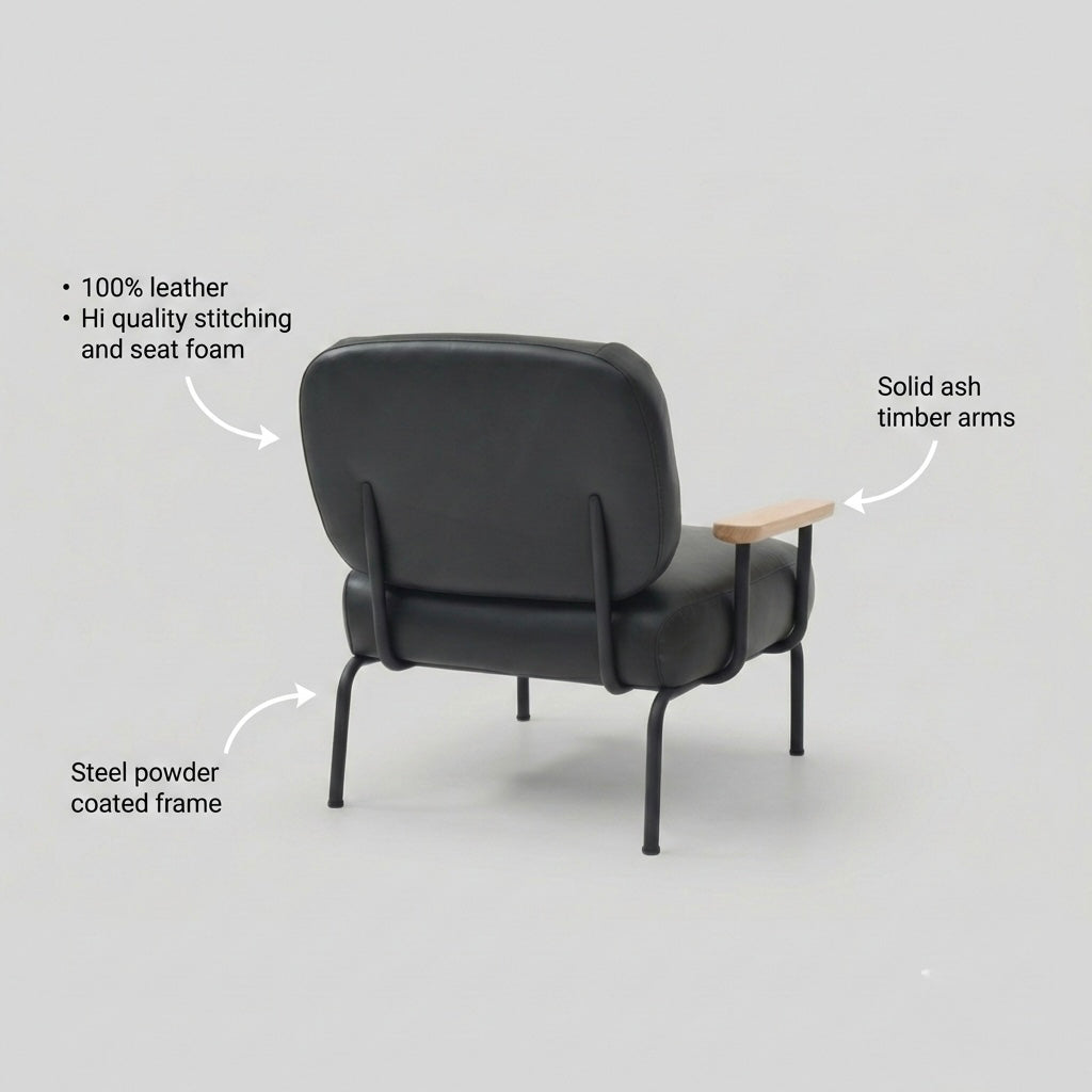 Seek & Ramble Accent Chair Mattia Armchair Leather Black
