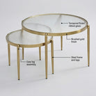 Seek & Ramble Coffee Tables Gatsby Table Nest Round Fluted Glass Brushed Gold Bundle