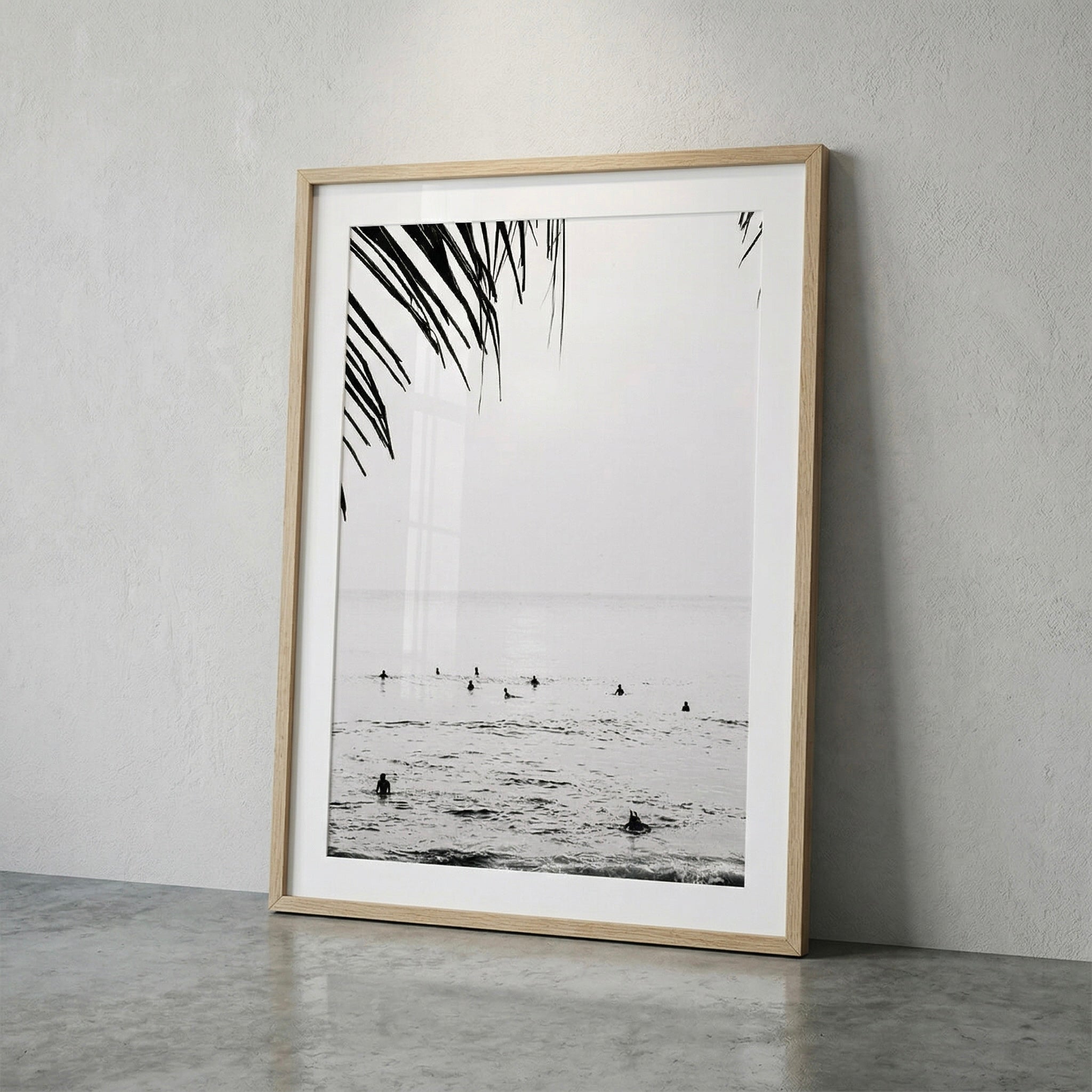 Seek & Ramble Framed Black and White Bali Canggu Surfers Framed Print