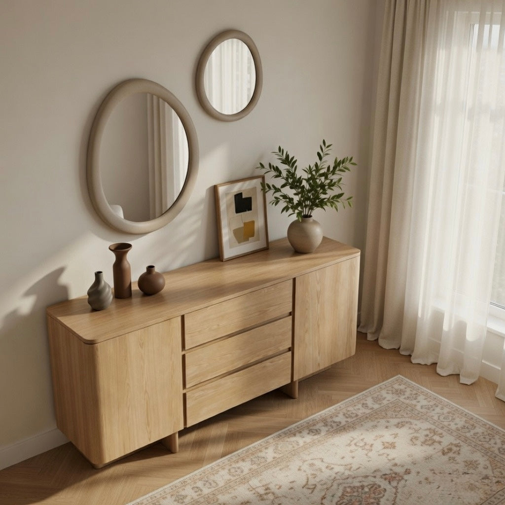 Seek & Ramble Cabinets Kiama 1.8m 2 Door 3 Drawer Buffet Natural Ash