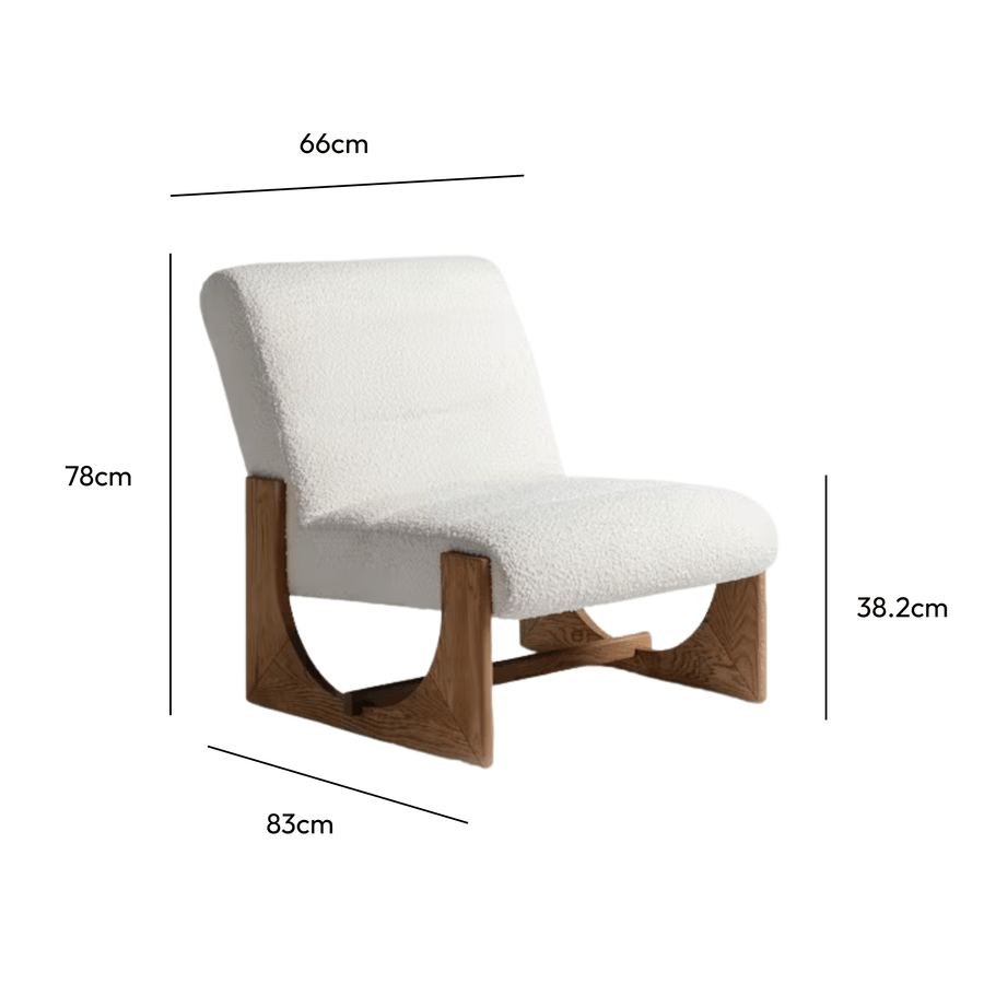 Oscar Lounge Chair Boucle Natural & Oak measurements