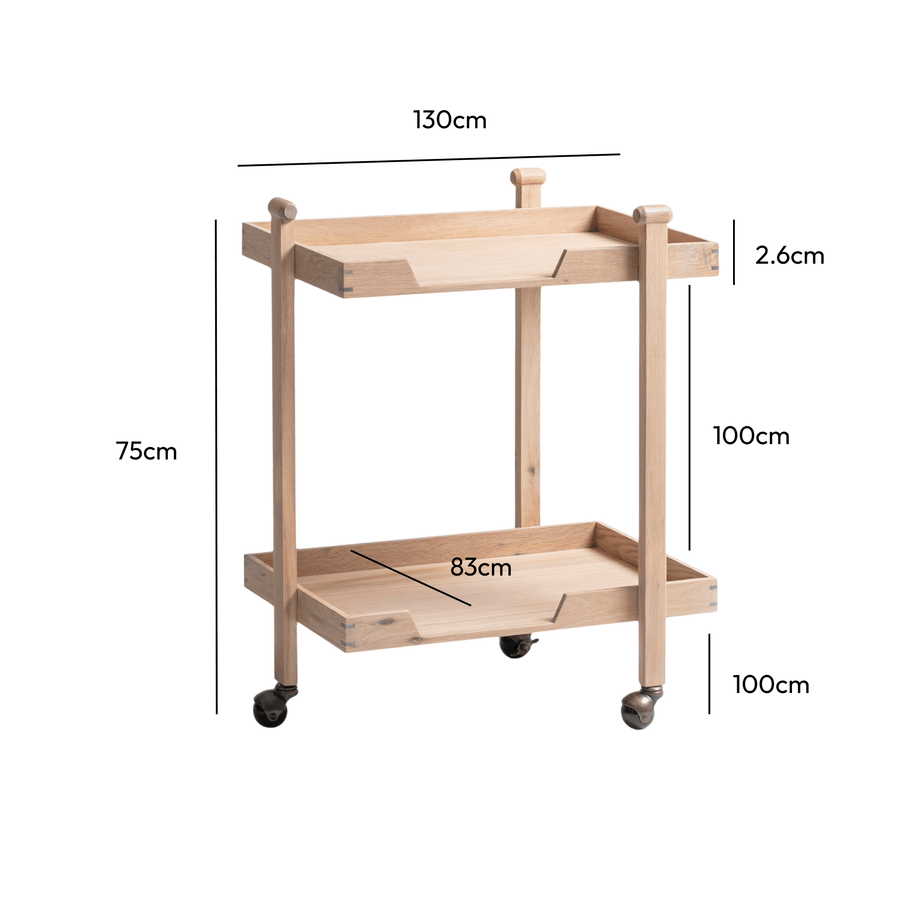 Oscar Natural Oak Trolley measurements