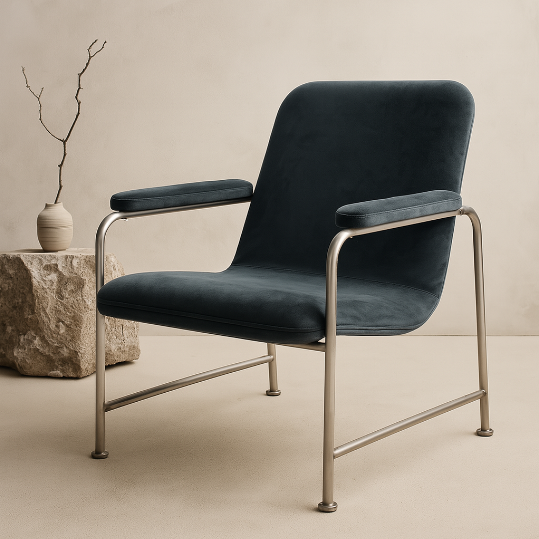 Milo Lounge Chair Stainless Steel Brunswick Slate