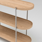 Seek & Ramble Shelving Cleo 3 Tier 120cm x 98cm Bookshelf/Console Natural Ash and Brushed Stainless Steel
