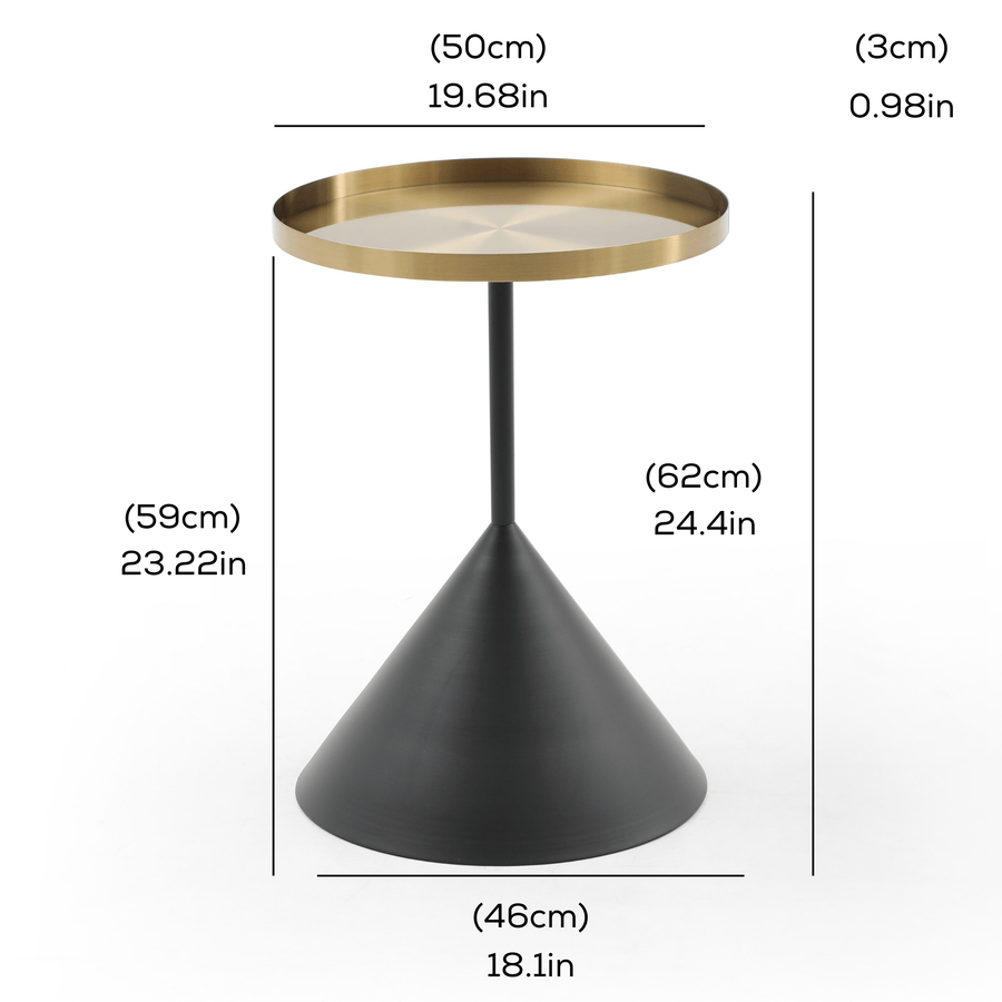 Lloyd Round Side Table Gold & Black measurements