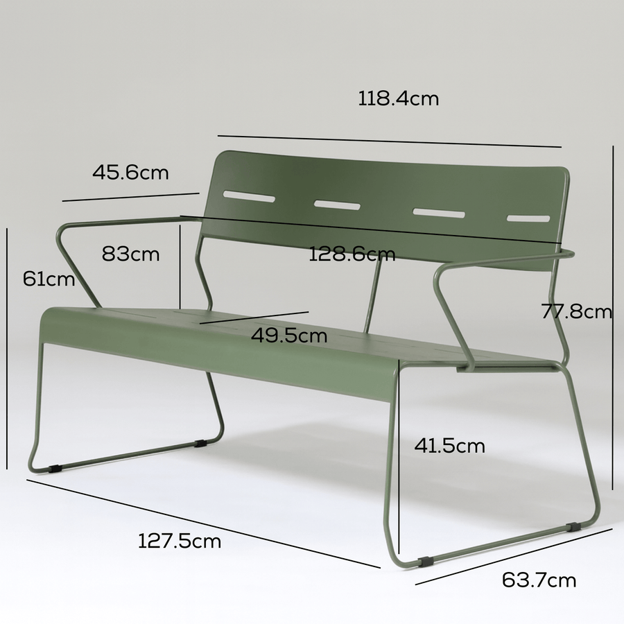 Parco Outdoor 2 Seat Lounge Olive measurements