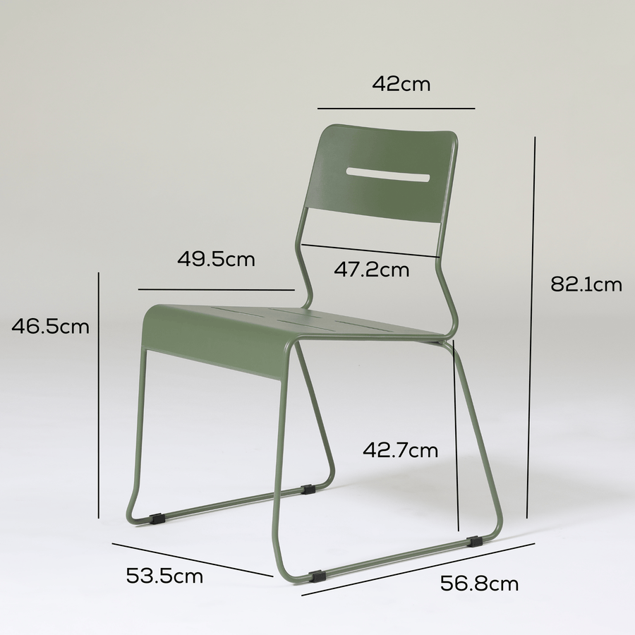 Parco Outdoor Dining Chair Olive Set of 2 measurements