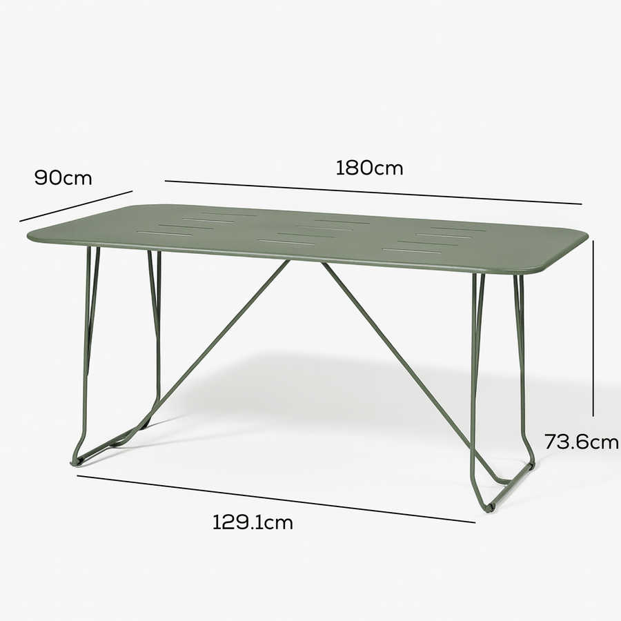 Parco Outdoor 180cm Dining Table Olive measurements