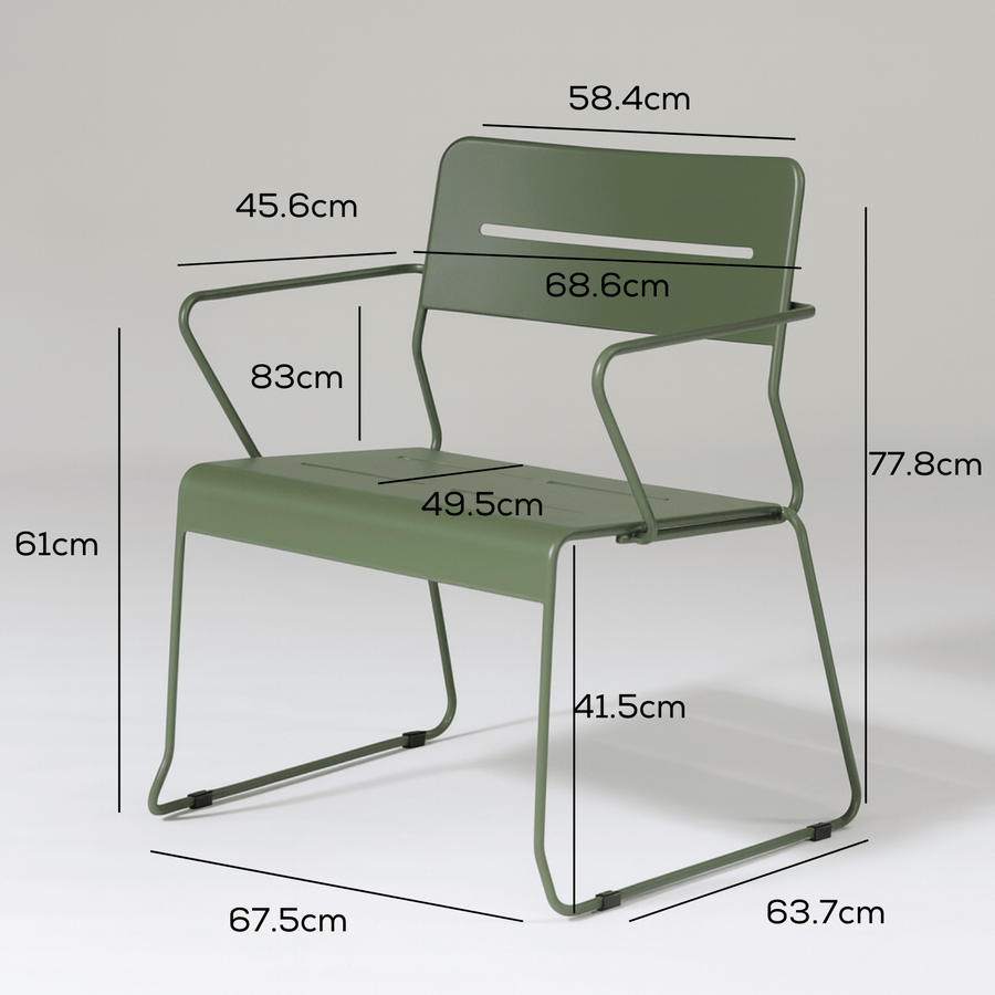 Parco Outdoor Lounge Armchair Olive measurements