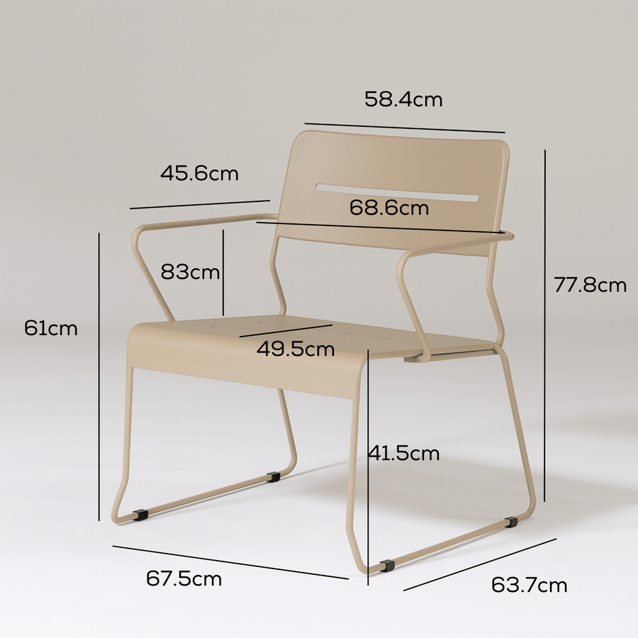 Parco Outdoor Lounge Armchair Sand measurements