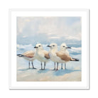 Seek & Ramble Framed 28"x28" / White Frame Beach Seagulls On Blue Framed & Mounted Print