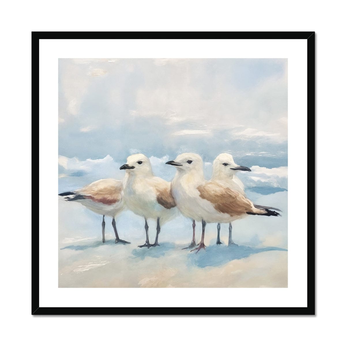 Seek & Ramble Framed Beach Seagulls On Blue Framed & Mounted Print