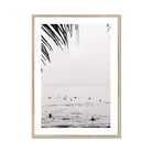 Seek & Ramble Framed A4 Portrait / Natural Frame Black and White Bali Canggu Surfers Framed Print