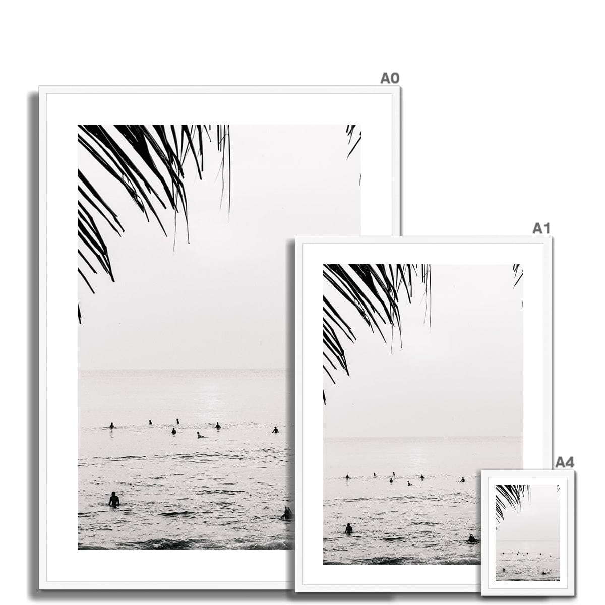Seek & Ramble Framed Black and White Bali Canggu Surfers Framed Print