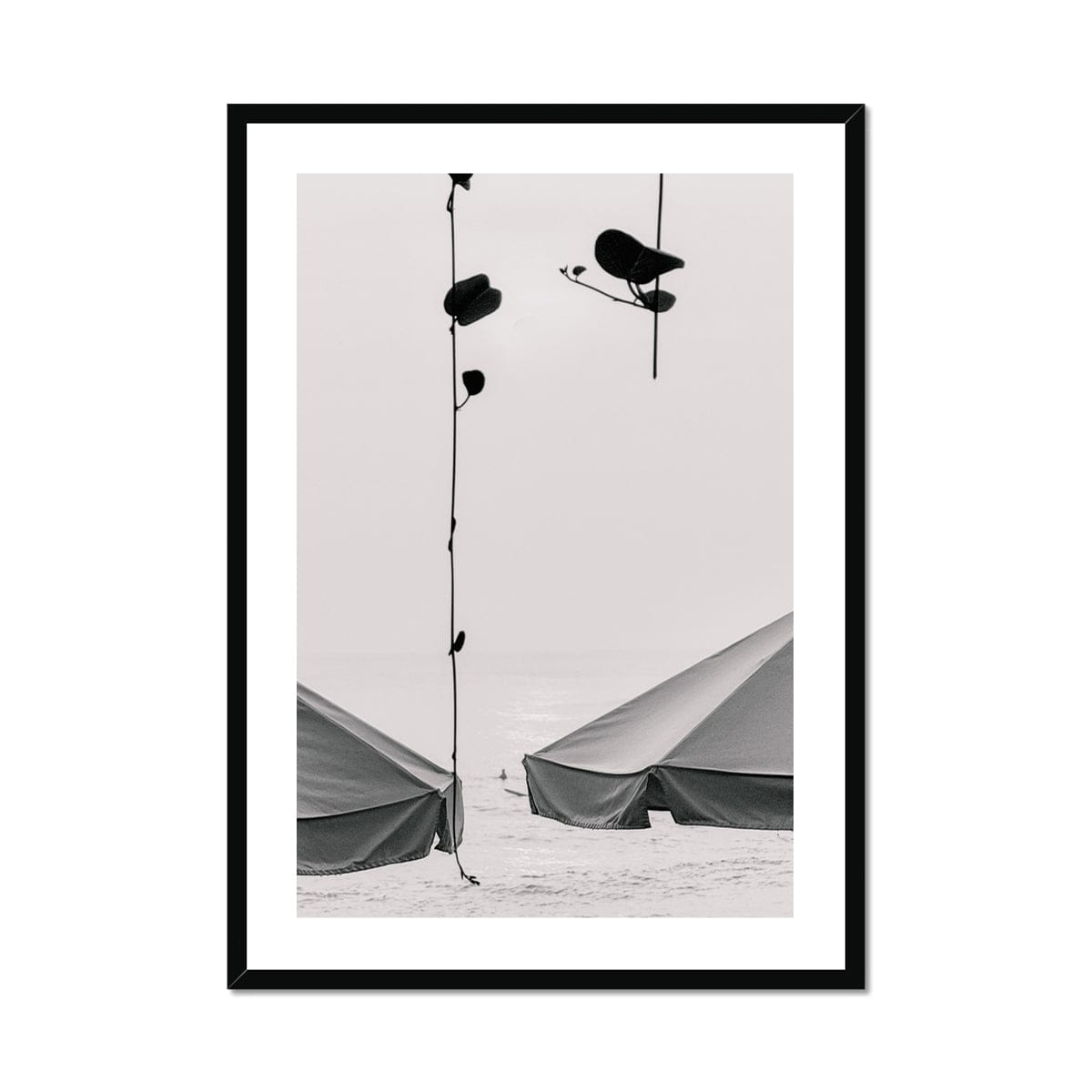 Seek & Ramble Framed A4 Portrait / Black Frame Black and White Bali Coast  Framed Print