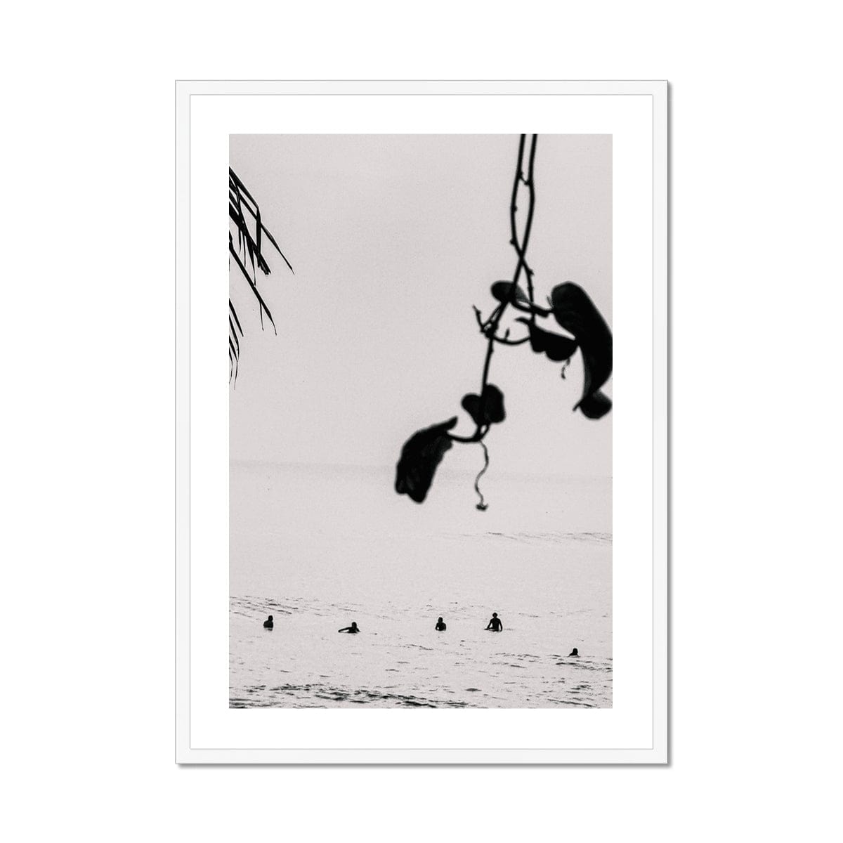 Seek & Ramble Framed A4 Portrait / White Frame Black and White Bali Coastal Tranquility Framed Print