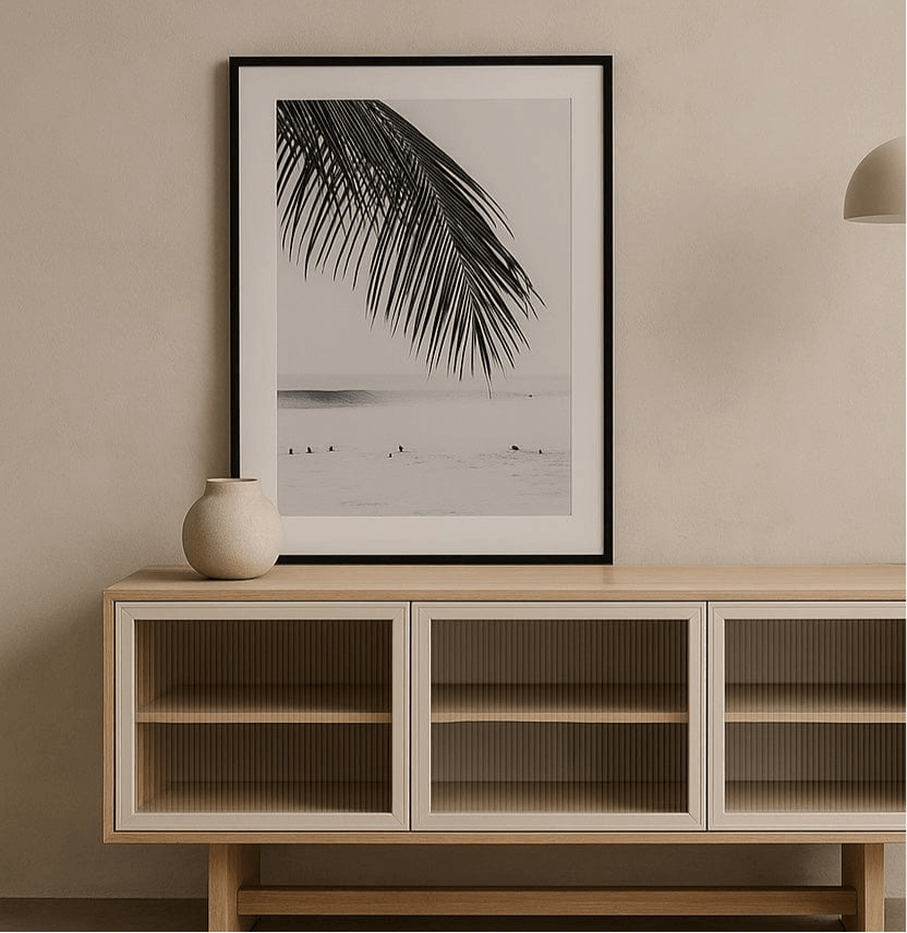 Seek & Ramble Framed Black and White Bali Surfers Framed Print